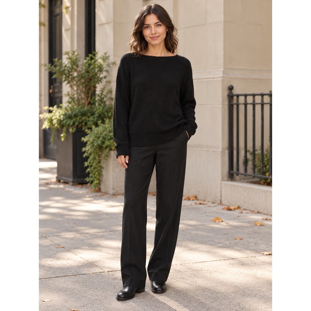 Cullen Cashmere Pullover Women P/S Black Boat Neck Minimalist Sweater